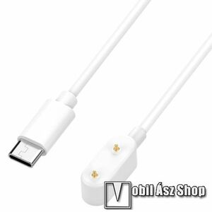 Samsung Galaxy Fit 3, Huawei Band 10, 9, 8, 7, 6, 6 Pro, Childrens Watch 4X, Watch 4 Pro, Honor Band 9, 8, 7, Watch Fit, Fit 2, Oppo Band 2, Okosóra mágneses USB-C töltő, 1m, Fehér kép