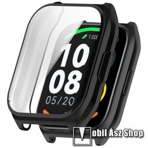 Okosóra szilikon védő tok / keret - GALVANIZÁLT FEKETE - Szilikon előlapvédő is! - Xiaomi Haylou LS02 Pro / Watch 2 Pro kép