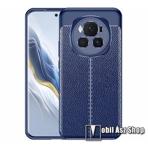 OTT! LEATHER SERIES szilikon védő tok / bőrhatású hátlap - SÖTÉTKÉK - ERŐS VÉDELEM! - HUAWEI Honor Magic6 Pro kép