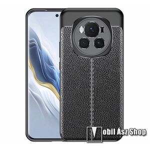 OTT! LEATHER SERIES szilikon védő tok / bőrhatású hátlap - FEKETE - ERŐS VÉDELEM! - HUAWEI Honor Magic6 Pro kép