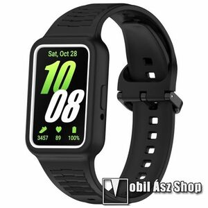 Okosóra szilikon szíj / szilikon tok - FEKETE - 258mm hosszú - SAMSUNG Galaxy Fit 3 (SM-R390) kép