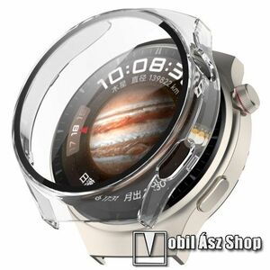 Okosóra műanyag védő tok / keret - ÁTLÁTSZÓ - 9H edzett üveg előlap védő is! - HUAWEI Watch 4 Pro kép
