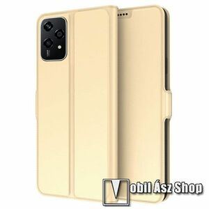 SLIM WALLET notesz / mappa tok - ARANY - oldalra nyíló, asztali tartó funkciós, bankkártyatartó zseb, szilikon belsővel, mágneses záródás - HUAWEI Honor 200 Lite kép