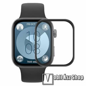 TPU okosóra képernyővédő fólia - FEKETE - 1db, törlőkendővel - A TELJES KIJELZŐT VÉDI! - HUAWEI Watch Fit 3 kép