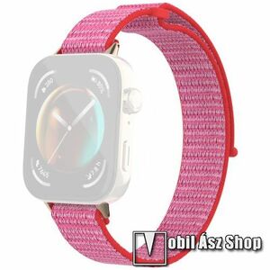 Okosóra szíj - szövet, légáteresztő, tépőzáras - 220mm hosszú - RÓZSASZÍN - HUAWEI Watch Fit 3 kép