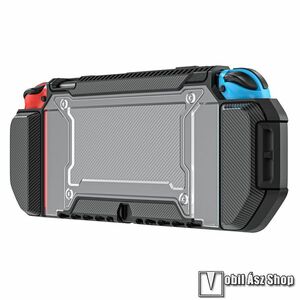 Szilikon védő tok / hátlap - FEKETE - ergonómikus forma, biztos fogás, műanyag hátlap, beépített kártyatartó nyílás, ERŐS VÉDELEM - Nintendo Switch OLED kép
