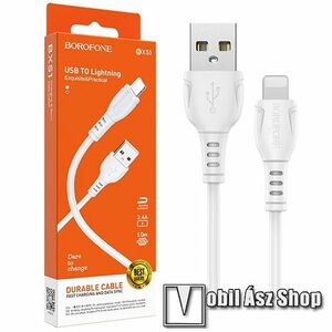 HOCO BOROFONE BX51 adatátviteli kábel / USB töltő - USB / Lightning csatlakozás, 1m hosszú, 2.4A, törésgátló, gyorstöltés támogatás - FEHÉR - BX51_W - GYÁRI kép