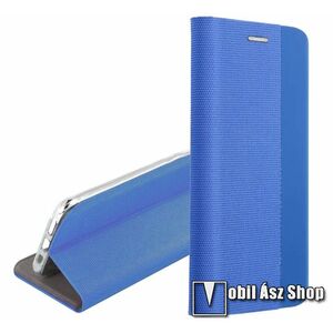 Notesz tok / flip tok - KÉK - szövet minta, rejtett mágneses záródás, asztali tartó funkciós, oldalra nyíló, szilikon belső - Xiaomi Redmi 13C / Poco C65 kép