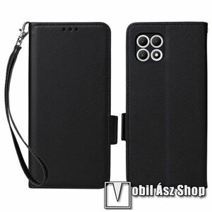 WALLET notesz tok / flip tok - FEKETE - asztali tartó funkciós, oldalra nyíló, rejtett mágneses záródás, bankkártyatartó zseb, fényképtartó, szilikon belső - Telekom T Phone 2 5G (REVVL 7) kép