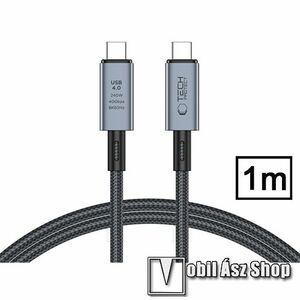 TECH PROTECT ULTRABOOST adatátviteli kábel / USB4.0 töltő - Type-C / Type-C csatlakozók, 240W, 1m hosszú, szövettel bevont, 48V/5A max!, 40Gbps adatátviteli sebesség, PD gyorstöltés támogatás, törésgátló, 8K/60Hz (7680 x 4320) - FEKETE - GYÁRI kép