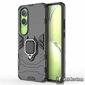 TRANSFORM PRO műanyag védő tok / hátlap - FEKETE - szilikon betétes, kitámasztható, fém ujjgyűrűvel, tapadófelület mágneses autós tartóhoz - ERŐS VÉDELEM! - OnePlus Nord CE4 Lite 5G kép