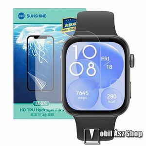 HUAWEI Watch Fit 3 Active, Nylon, Leather, Sunshine Hydrogel TPU okosóra képernyővédő fólia, Ultra Clear, Önregeneráló!, 1db kép