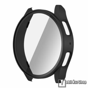 Samsung Galaxy Watch7 40mm, Okosóra műanyag védőtok, Keret, 9H edzett üvegfólia, Fekete kép