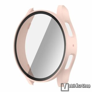Samsung Galaxy Watch7 44mm, Okosóra műanyag védőtok, Keret, 9H edzett üvegfólia, Rózsaszín kép