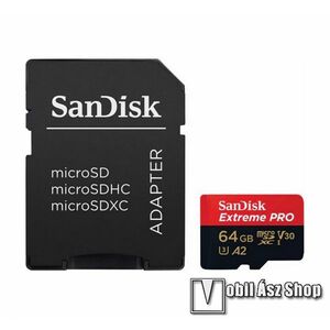 SANDISK EXTREME PRO 64GB memóriakártya - microSDXC, Class 10, UHS-1, 200MB/s + SD adapter - SDSQXCU-064G-GN6MA - GYÁRI kép