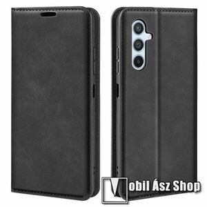 SLIM notesz tok / flip tok - FEKETE - asztali tartó funkciós, oldalra nyíló, rejtett mágneses záródás, bankkártyatartó zseb, szilikon belső - SAMSUNG Galaxy A54 5G (SM-A546) kép