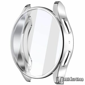 Samsung Galaxy Watch7 44mm, Okosóra szilikontok, Szilikon előlapvédő is, Galvanizált, Ezüst kép