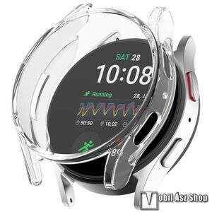 Samsung Galaxy Watch7 40mm, Okosóra szilikontok, Szilikon előlapvédő is, Átlátszó kép