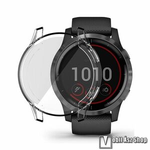 Garmin Venu 2 45mm, vívoactive 4 45mm, ENKAY okosóra szilikontok, Szilikon előlapvédő is, Átlátszó kép