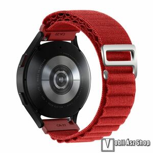 Okosóra Alpesi szíj - egybe­szőtt szövet­, Z kapocs, légáteresztő, állítható - PIROS - 210mm hosszú, 22mm széles - SAMSUNG Galaxy Watch 46mm / Watch GT2 46mm / Watch GT 2e / Galaxy Watch3 45mm / Honor MagicWatch 2 46mm kép