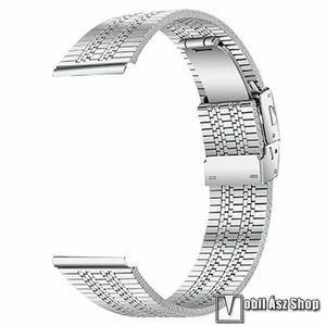 Okosóra szíj, Rozsdamentes acél, speciális pillangó csat, 22mm széles, Állítható méret, Ezüst, Garmin vívoactive 4, Huawei Watch GT 5 Pro 46mm, GT 5 46mm, GT 4 46mm, Nothing CMF Watch Pro, Xiaomi Amazfit Bip 5 kép