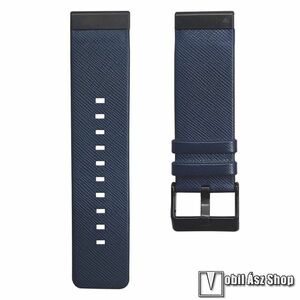 Okosóra szíj, PU bőr, Koptatott minta, 22mm széles, QUICKFIT, 100+130mm hosszú, Sötétkék, Garmin Descent G2, Instinct 3 45mm, Instinct E 45mm, tactix 8 47mm, 8 47mm, quatix 7 47mm, 7 Pro 47mm kép