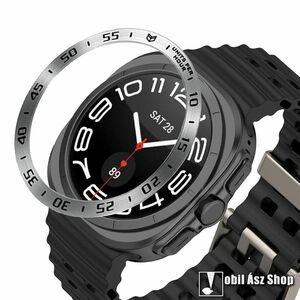 Samsung Galaxy Watch Ultra (SM-L705), Okosóra lünetta védő, Fém ötvözet, Ezüst, Fekete kép