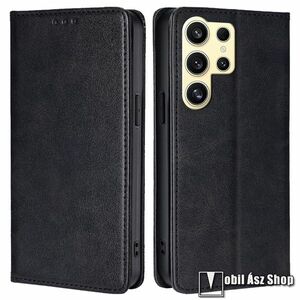 Samsung Galaxy S24 Ultra, Slim Notesz, Telefontok, Asztali tartó, Oldalra nyíló, Mágneses, Bankkártyatartó, PU bőr, Szilikon belső, Fekete kép