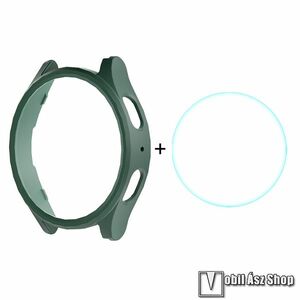 Samsung Galaxy Watch7 40mm, Enkay okosóra üvegfólia, 0, 2mm, 9H, A képernyő sík részét védi, Műanyag védő tok, Bumper, Zöld kép