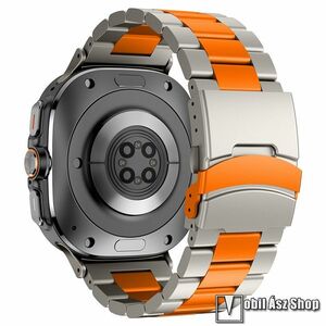 Samsung Galaxy Watch Ultra, Okosóra szíj, Titánötvözet, 195mm hosszú, Csat, Titán szürke, Narancs kép
