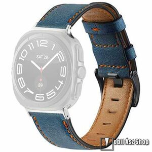 Samsung Galaxy Watch Ultra, Okosóra szíj, PU bőr, Acél csat, 195mm hosszú, Kék kép