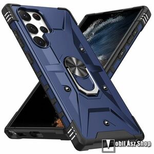 Samsung Galaxy S24 Ultra 5G (SM-S928), OTT! HYBRID ARMOR telefontok, Szilikon betétes, Kitámasztható, Fém ujjgyűrű, Tapadófelület mágneses autós tartóhoz, Erős védelem, Sötétkék kép