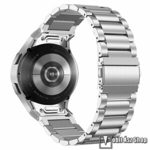 Fém okosóra szíj, Rozsdamentes acél, Csatos, Gombos gyorskioldó, Ezüst, Samsung Galaxy Watch4, Watch5, Watch5 Pro, Watch6, Watch7 kép