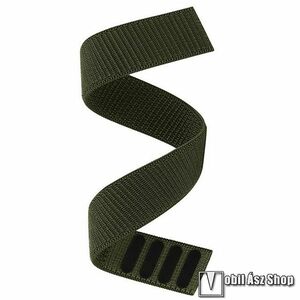 Okosóra szíj, Szövet, Tépőzáras, 220mm hosszú, Teleszkóp nélkül, 20mm, Átfűzős kivitel, Sötétzöld, Garmin Fenix 7S, 7S Pro, 6S, 6S Pro, 5S, 5S Plus, 5S Plus Sapphire, 8 43mm, Epix Pro 42mm kép