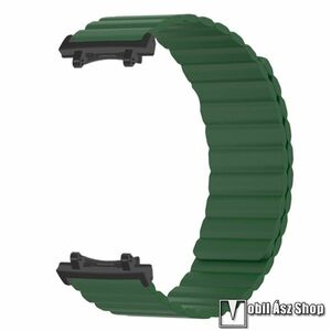 Xiaomi Amazfit T-Rex 3, Okosóra szíj, Szilikon, Mágneses, Loop, 220mm hosszú, Sötétzöld kép