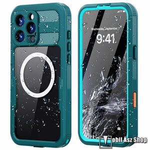 Apple iPhone 16 Pro Max, REDPEPPER vízhatlan, vízálló tok, AQUA, 2 méterig, IP68, csuklópánt, MagSafe, Kék kép