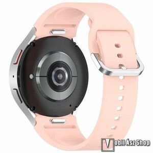 Okosóra szíj, Szilikon, Csatos, Gombos gyorskioldó, 88mm + 127mm hosszú, 20mm széles, Világosrózsaszín, Samsung Galaxy Watch FE / Watch4 / Watch5 / Watch5 Pro / Watch6 / Watch7 kép