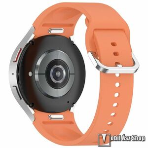 Okosóra szíj, Szilikon, Csatos, Gombos gyorskioldó, 88mm + 127mm hosszú, 20mm széles, Narancssárga, Samsung Galaxy Watch FE / Watch4 / Watch5 / Watch5 Pro / Watch6 / Watch7 kép