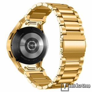 Fém okosóra szíj, Rozsdamentes acél, Csatos, Gombos gyorskioldó, 200mm hosszú, Arany, Samsung Galaxy Watch FE, Watch4, Watch5, Watch5 Pro, Watch6, Watch7 kép