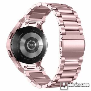 Fém okosóra szíj, Rozsdamentes acél, Csatos, Gombos gyorskioldó, 200mm hosszú, Rózsaszín, Samsung Galaxy Watch FE, Watch4, Watch5, Watch5 Pro, Watch6, Watch7 kép