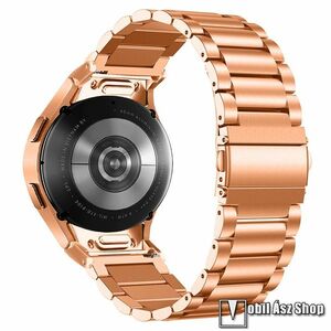 Fém okosóra szíj, Rozsdamentes acél, Csatos, Gombos gyorskioldó, 200mm hosszú, Rose gold, Samsung Galaxy Watch FE, Watch4, Watch5, Watch5 Pro, Watch6, Watch7 kép