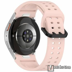 Okosóra szíj, Szilikon, Csatos, Gombos gyorskioldó, 126mm + 86mm hosszú, 20mm széles, Rózsaszín, Samsung Galaxy Watch FE / Watch4 / Watch5 / Watch5 Pro / Watch6 / Watch7 kép