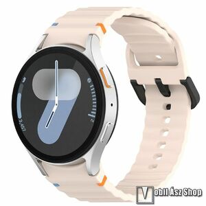 Okosóra szíj, Szilikon, Csatos, Gombos gyorskioldó, 136mm + 92mm hosszú, 20mm széles, Rózsaszín, Samsung Galaxy Watch FE / Watch4 / Watch5 / Watch5 Pro / Watch6 / Watch7 kép