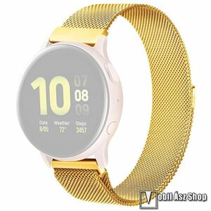 Okosóra milánói szíj, Rozsdamentes acél, Mágneses, Légáteresztő fém háló kialakítás, 225mm hosszú, 20mm széles, Arany, Garmin Bounce, Forerunner 165, vívoactive 5, SAMSUNG Galaxy Watch7 40mm, Watch7 44mm, Watch FE, Watch Fit 3 Nylon, Haylou LS02 Pro kép