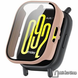 Xiaomi Redmi Watch 5 Lite, Okosóra műanyag védőtok, Keret, 9H edzett üvegfólia, Rózsaszín kép