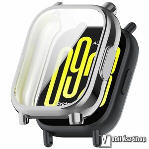 Xiaomi Redmi Watch 5 Active, Okosóra szilikontok, Szilikon előlapvédő is, Galvanizált, Ezüst kép