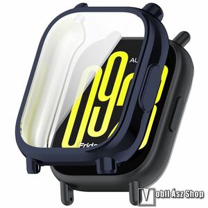 Xiaomi Redmi Watch 5 Active, Okosóra szilikontok, Szilikon előlapvédő is, Galvanizált, Sötétkék kép