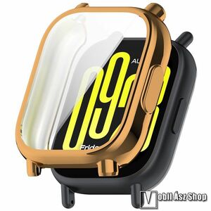 Xiaomi Redmi Watch 5 Active, Okosóra szilikontok, Szilikon előlapvédő is, Galvanizált, Rose Gold kép