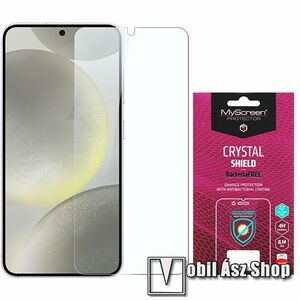 Samsung Galaxy S24 5G (SM-S921), MYSCREEN CRYSTAL BacteriaFREE képernyővédő fólia, Crystal, 1db, 4H, Törlőkendővel, Antibakteriális, A képernyő sík részét védi, Átlátszó kép