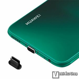 Alumínium Type-C töltőnyílás porvédő dugó, 1db, Fekete kép